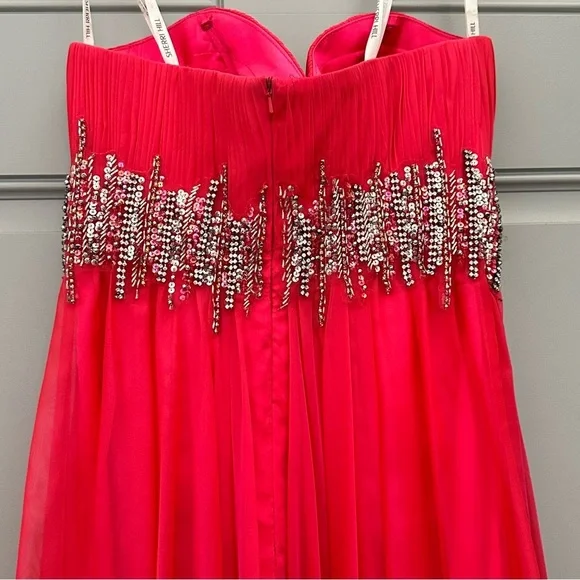Sherri Hill 3909 Barbie Pink Strapless Long Formal Dress Prom Pageant Sz 2 - Picture 8 of 13